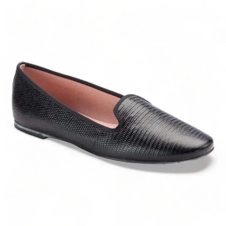 Smoks - Black Croc Leather Smoking Loafer for Teen/Women by Pretty Ballerinas