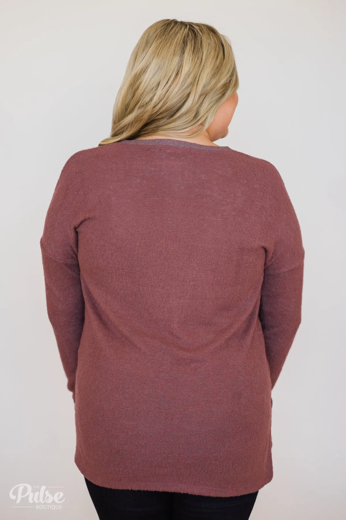 Soft & Cozy 4-Button Henley Top- Antique Eggplant