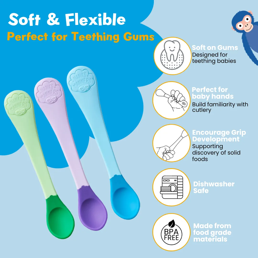Stage 1 - Weaning spoons - three colour mixed pack