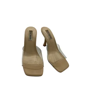 Steve Madden Clear Strap Square Toe Heeled Sandals Beige #6658