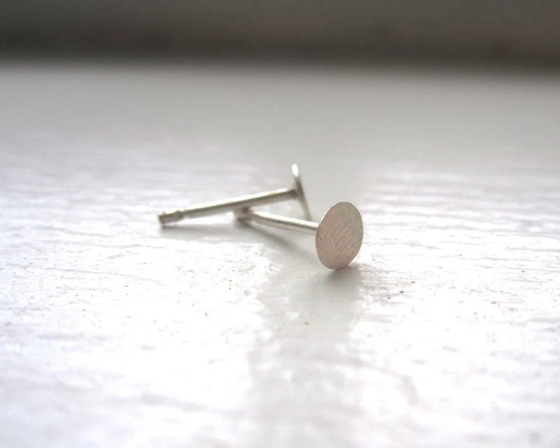 Stylish and Understated - Circular Flat Sterling Silver or Brass Stud Earrings - 0123