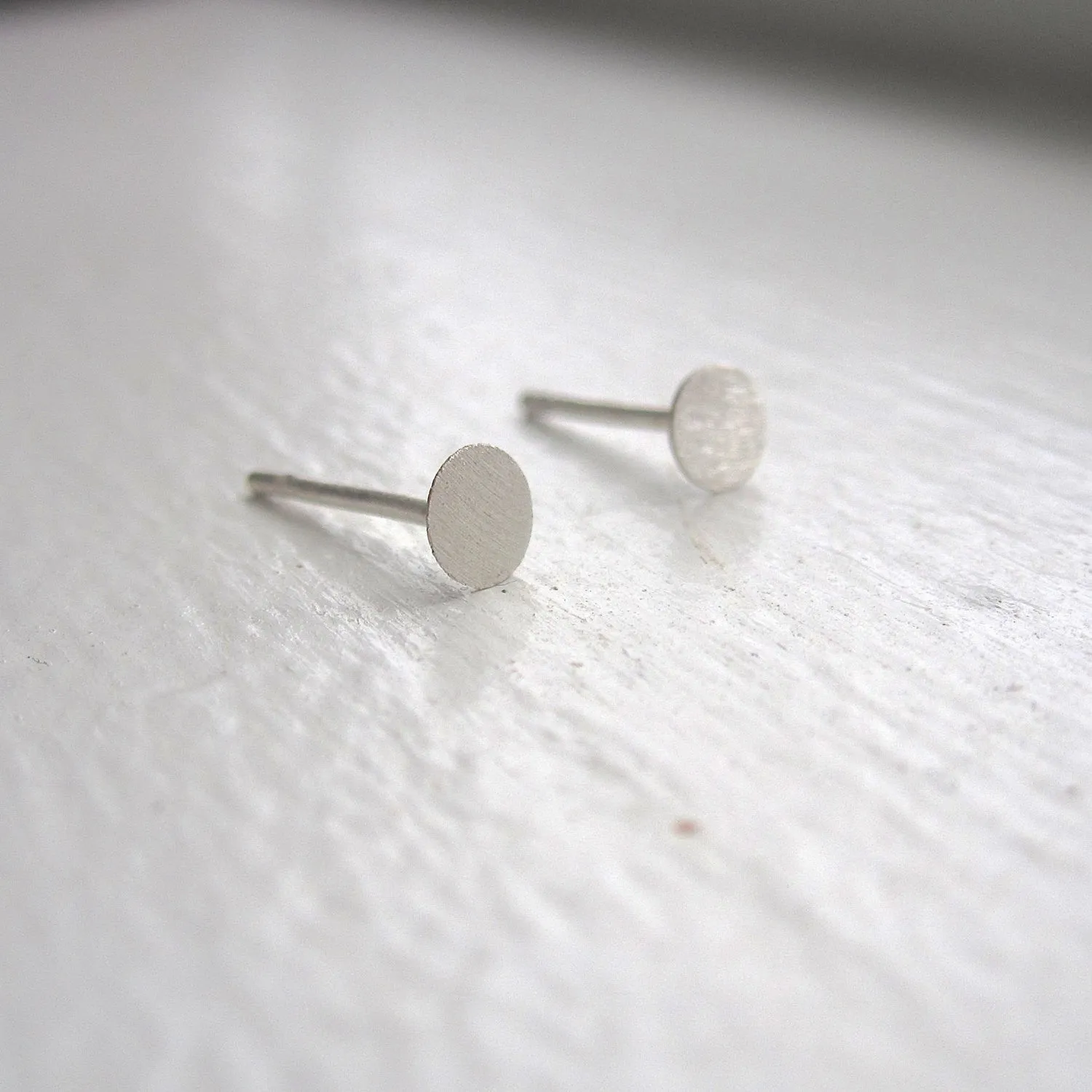 Stylish and Understated - Circular Flat Sterling Silver or Brass Stud Earrings - 0123