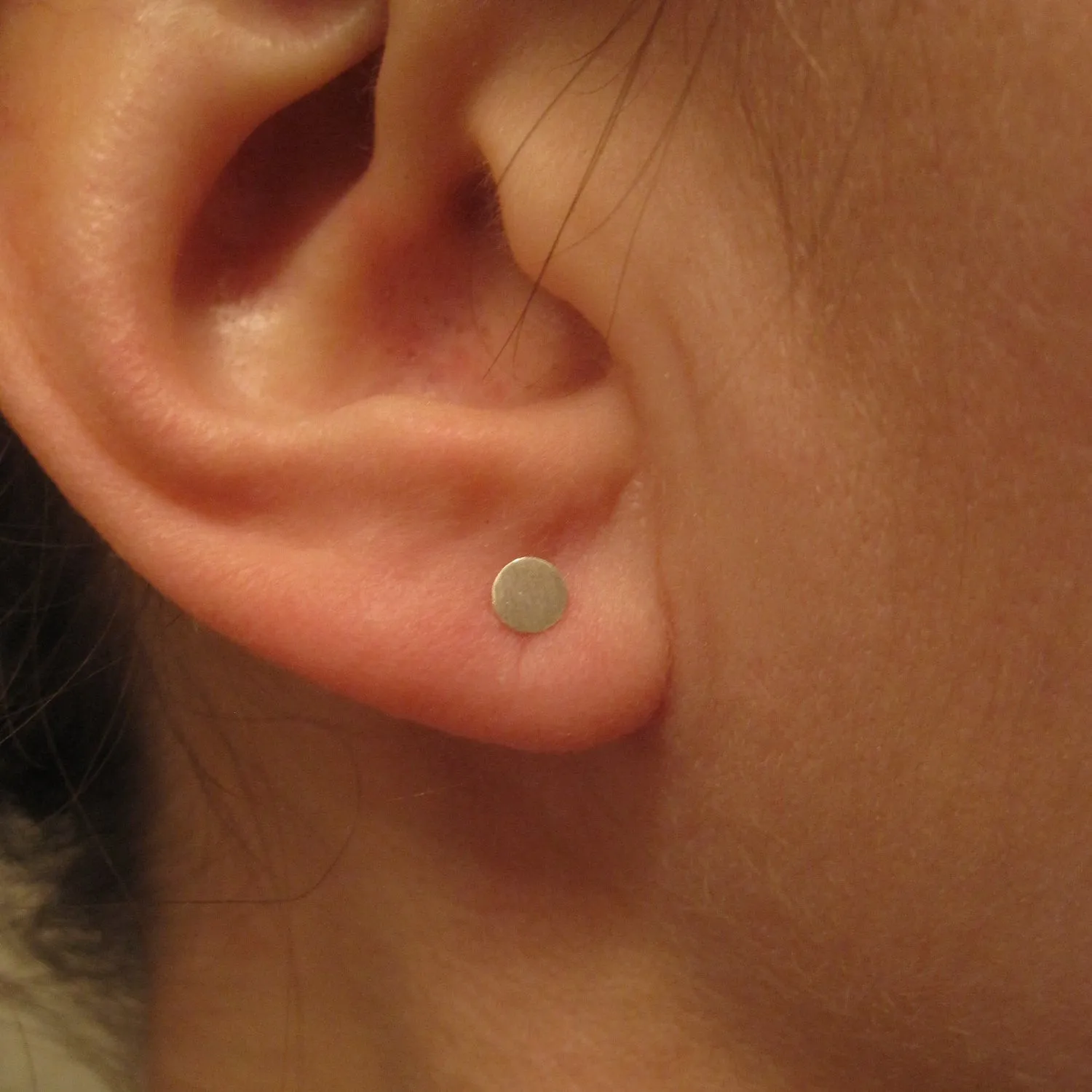 Stylish and Understated - Circular Flat Sterling Silver or Brass Stud Earrings - 0123