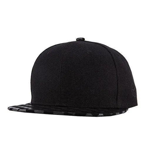 Stylish Checkered Pattern Brim Black Baseball Cap For Men - Black