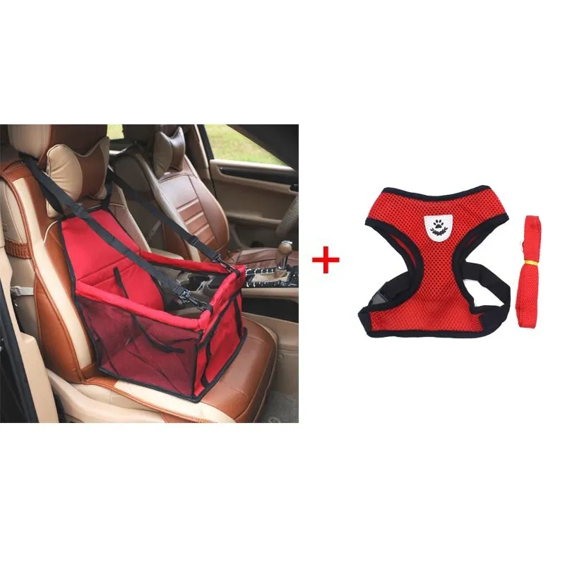 Stylish Dog Travel Set - Booster Seat, Seat Belt and Harness Vest.