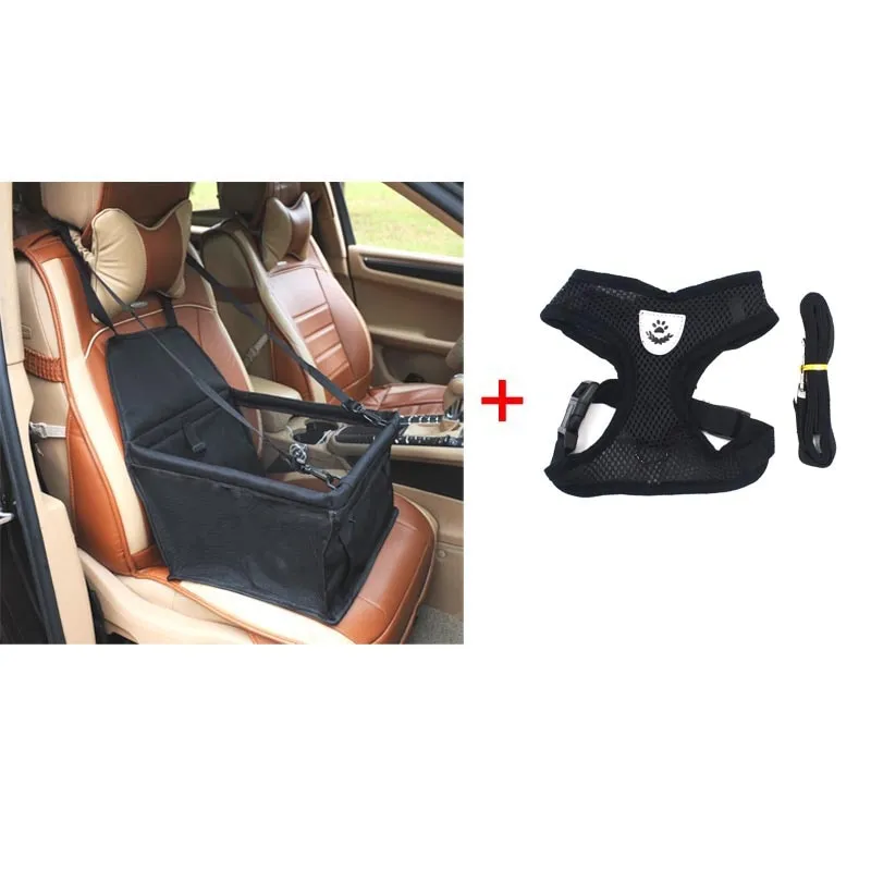 Stylish Dog Travel Set - Booster Seat, Seat Belt and Harness Vest.