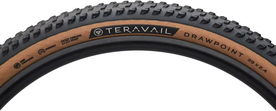 Teravail Drawpoint Tire - 29 x 2.4 Tubeless Folding Tan Durable Grip Compound