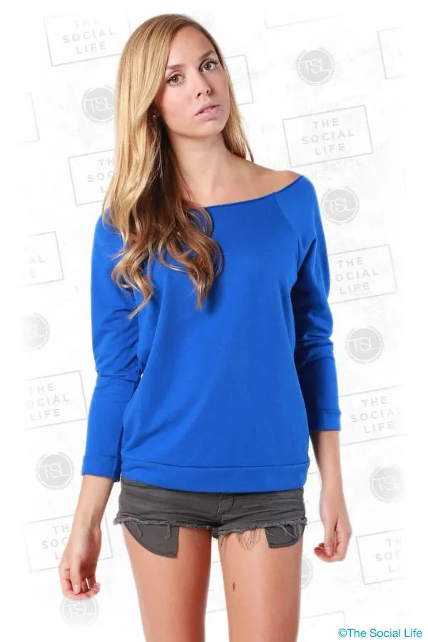 Terry Raw-Edge 3/4-Sleeve Raglan
