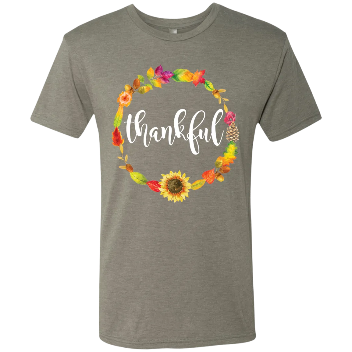 Thankful Floral Wreath Triblend Tee – A Stylish Expression of Gratitude