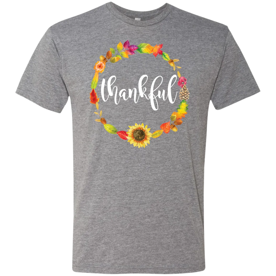 Thankful Floral Wreath Triblend Tee – A Stylish Expression of Gratitude