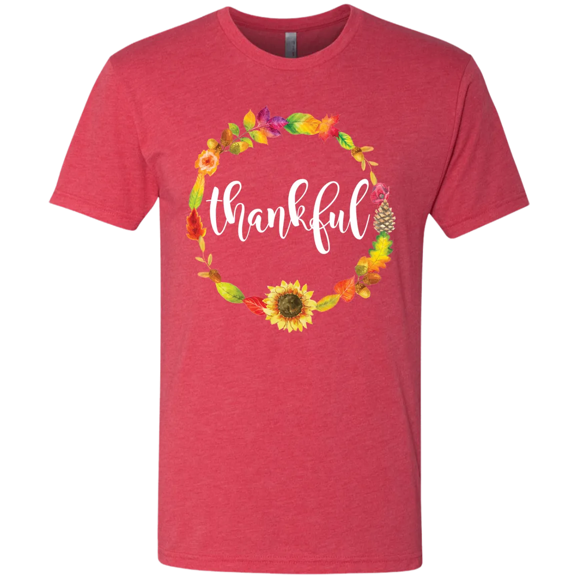Thankful Floral Wreath Triblend Tee – A Stylish Expression of Gratitude