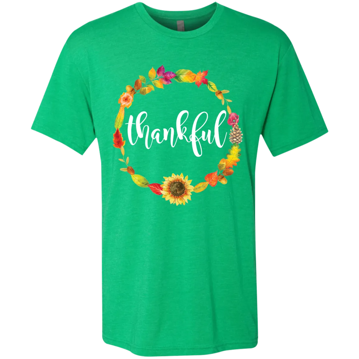 Thankful Floral Wreath Triblend Tee – A Stylish Expression of Gratitude