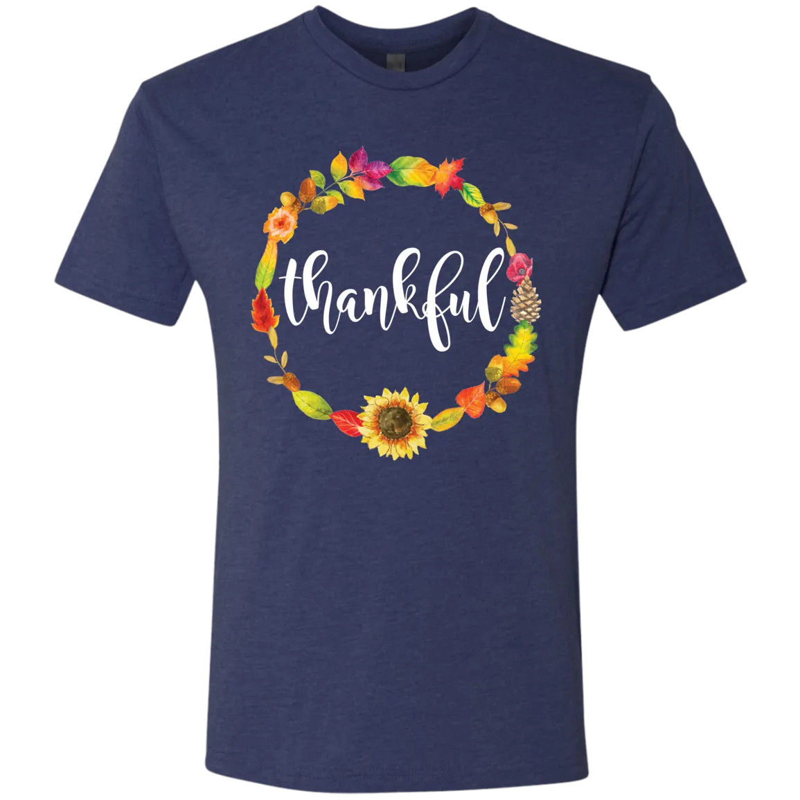 Thankful Floral Wreath Triblend Tee – A Stylish Expression of Gratitude