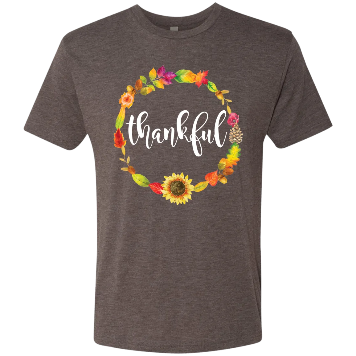 Thankful Floral Wreath Triblend Tee – A Stylish Expression of Gratitude