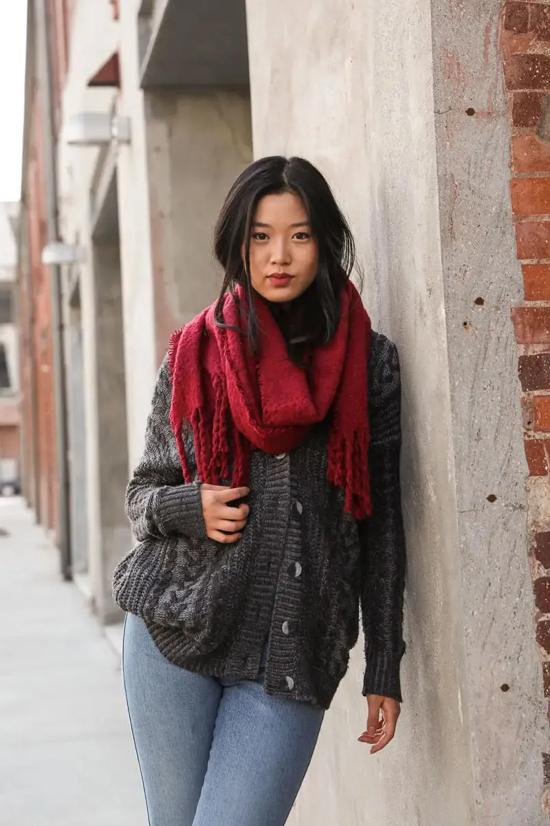 Tilly Tassle Scarf Red