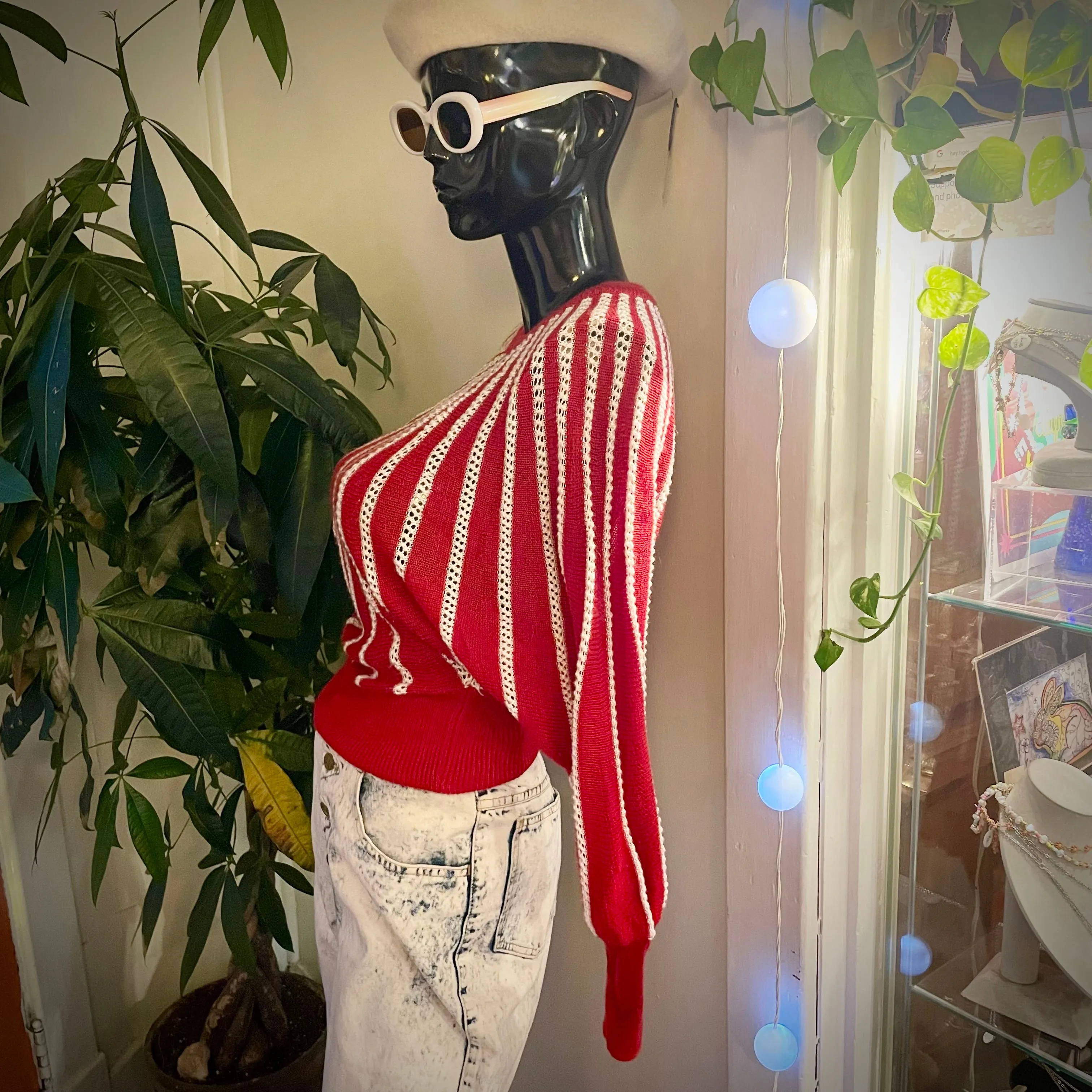 Vintage 70s 80s Sultra striped knit Pullover Sweater // OSFM // (ht2408