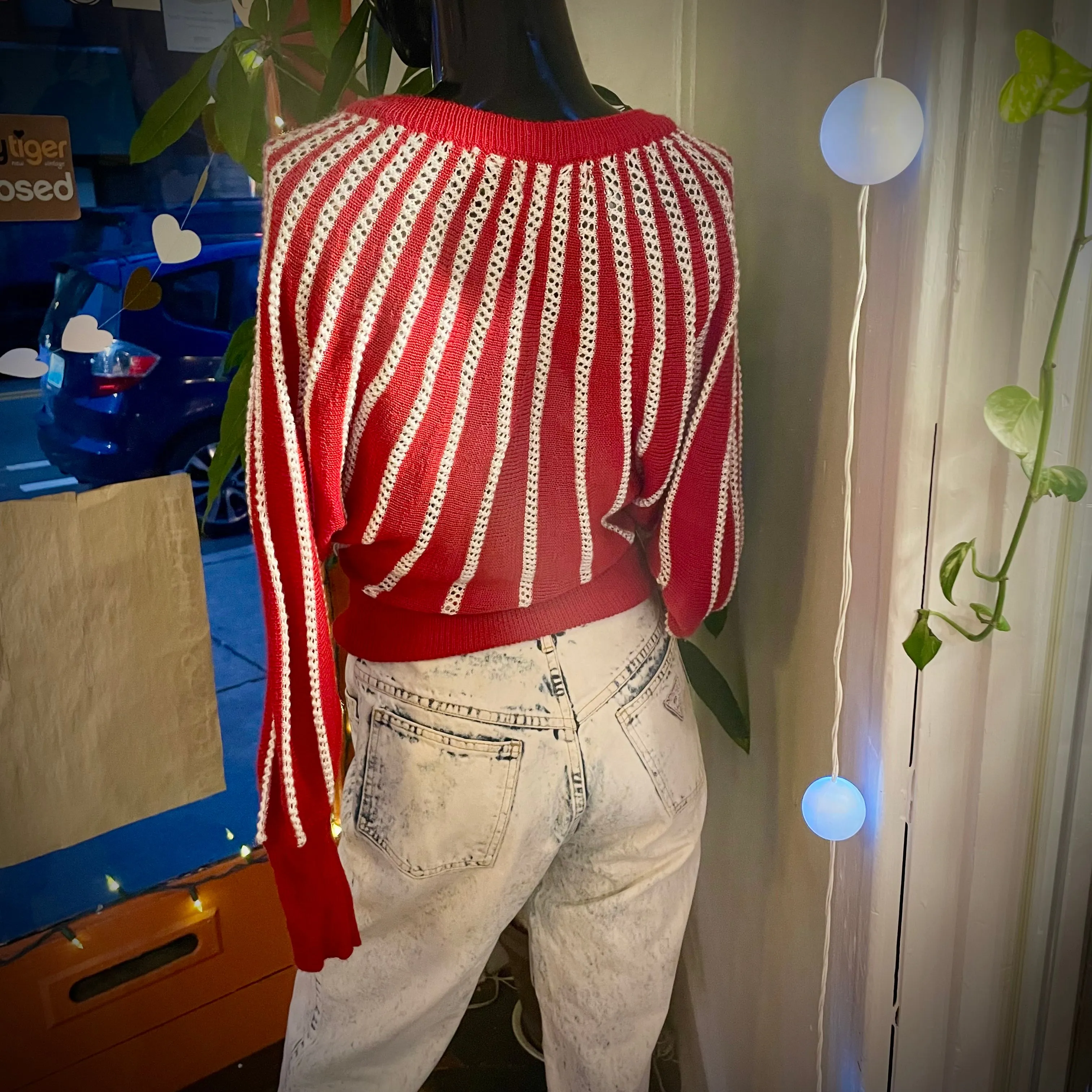 Vintage 70s 80s Sultra striped knit Pullover Sweater // OSFM // (ht2408