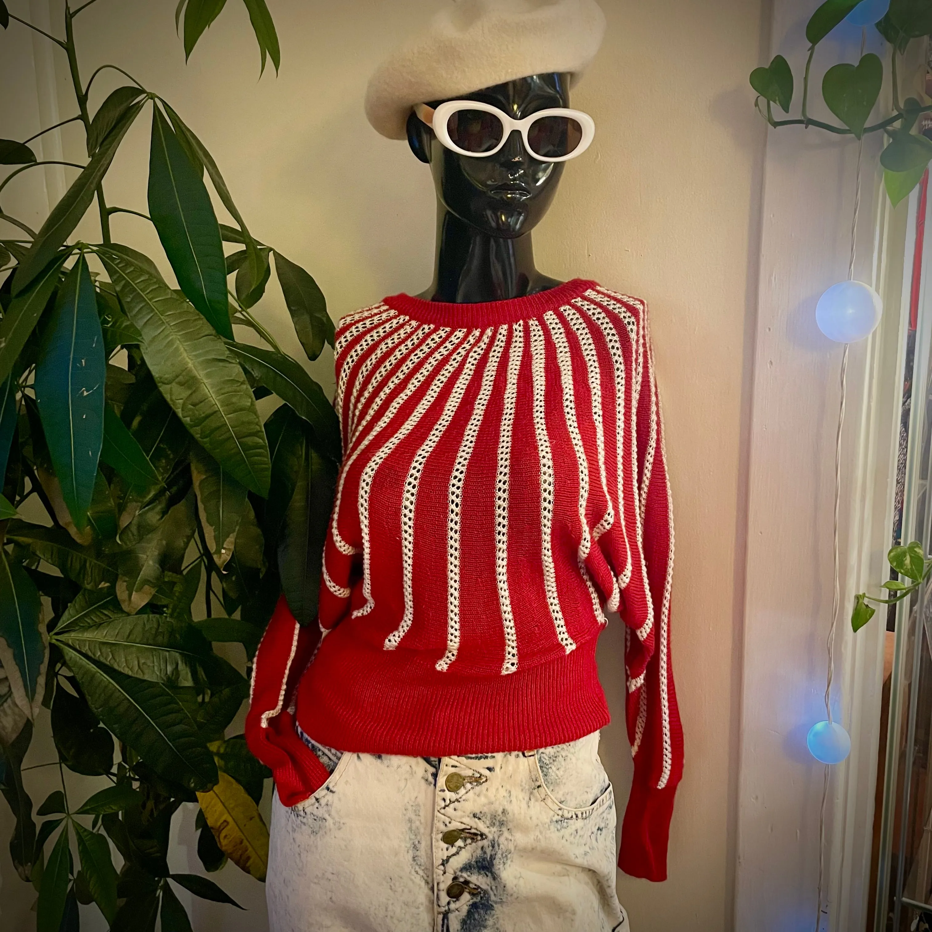 Vintage 70s 80s Sultra striped knit Pullover Sweater // OSFM // (ht2408
