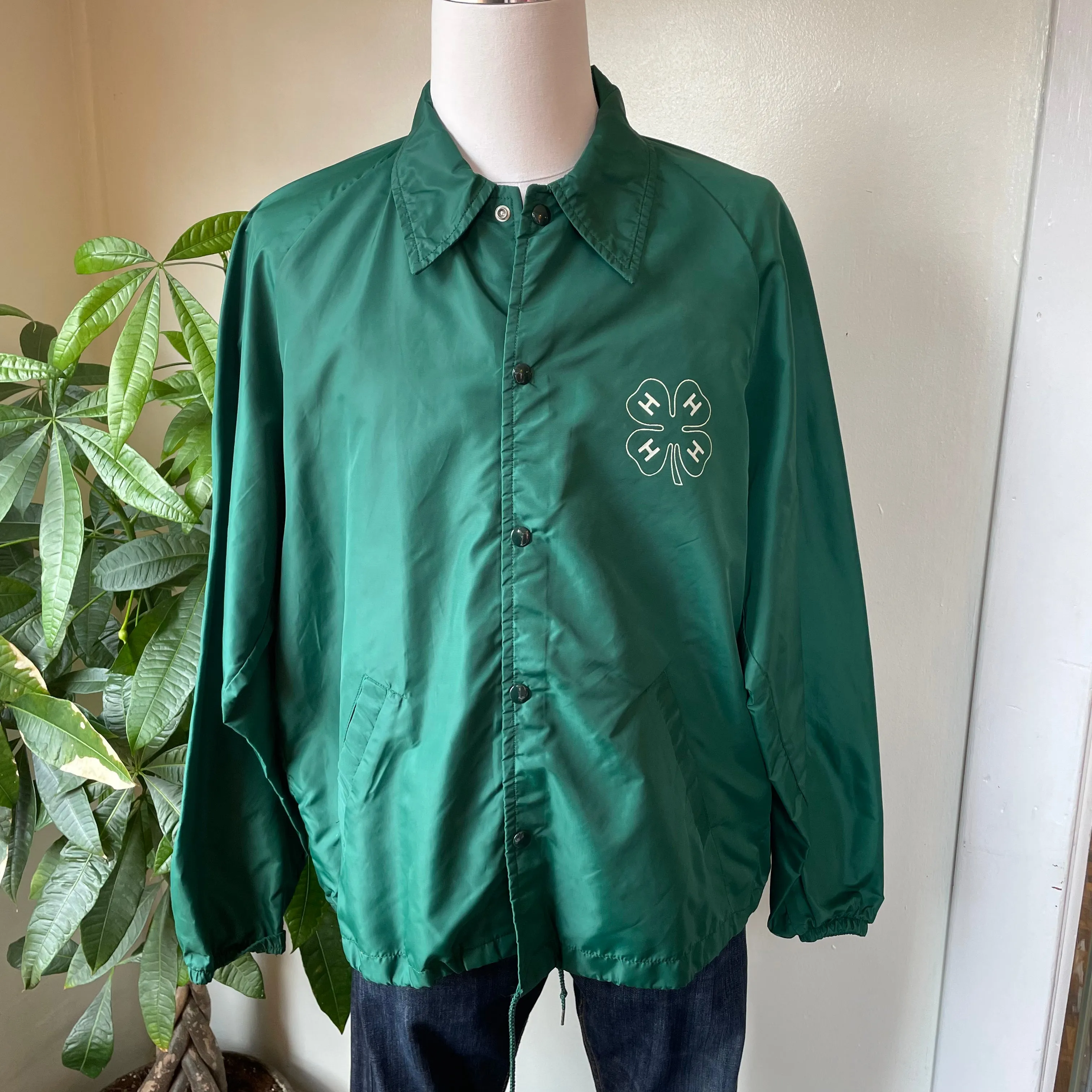 Vintage 70s Retro Green Champion 4-H Lightweight Windbreaker Jacket // Size X-Large (HT2329)