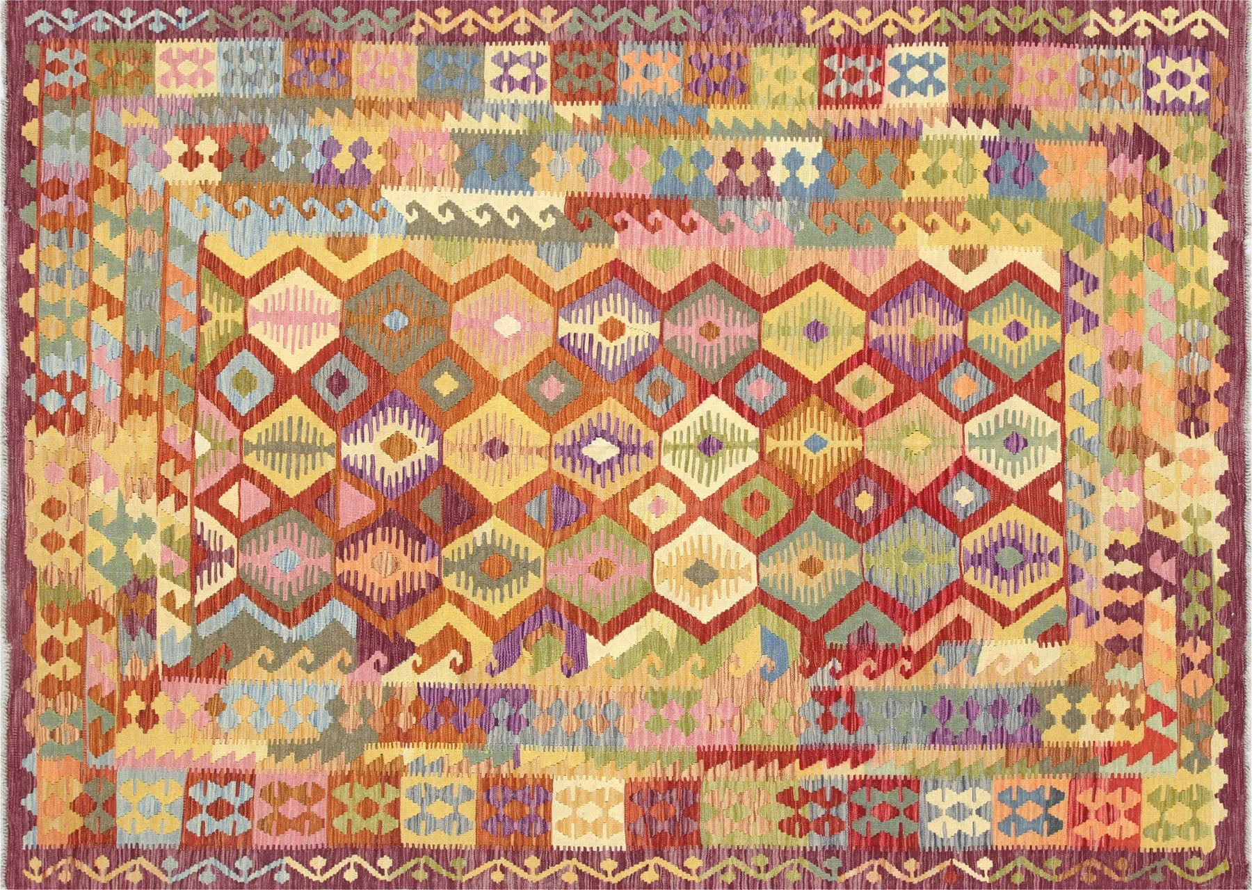 Vintage Afghan Maimana Kilim - 6'10" x 9'6"