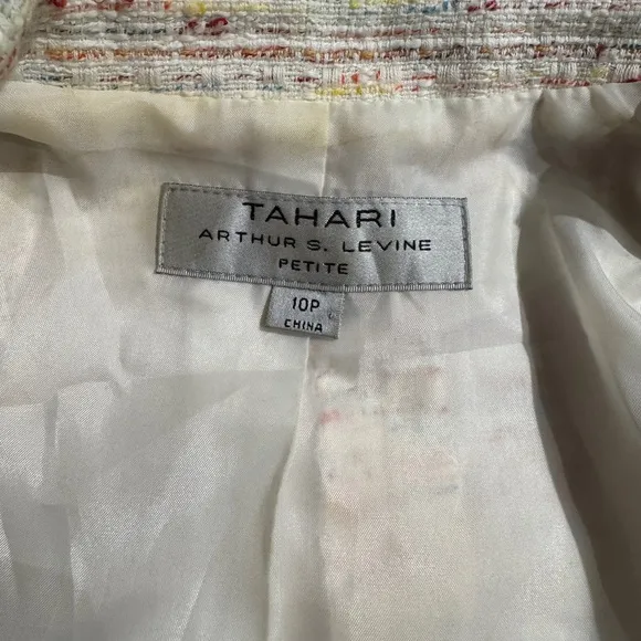 Vintage Tahari Arthur S. Levine Cream Tweed Skirt Suit - 10P