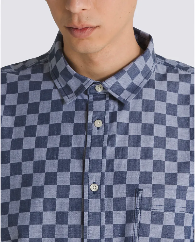 WADE CHECKERBOARD WOVEN SHIRT - DRESS BLUES/WHITE