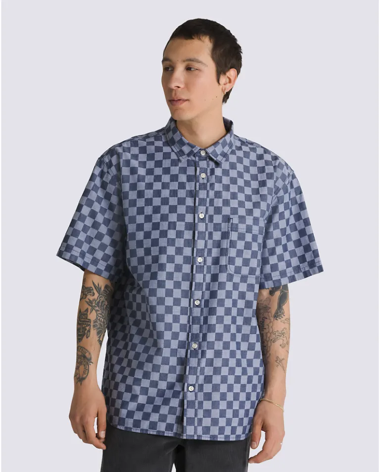 WADE CHECKERBOARD WOVEN SHIRT - DRESS BLUES/WHITE