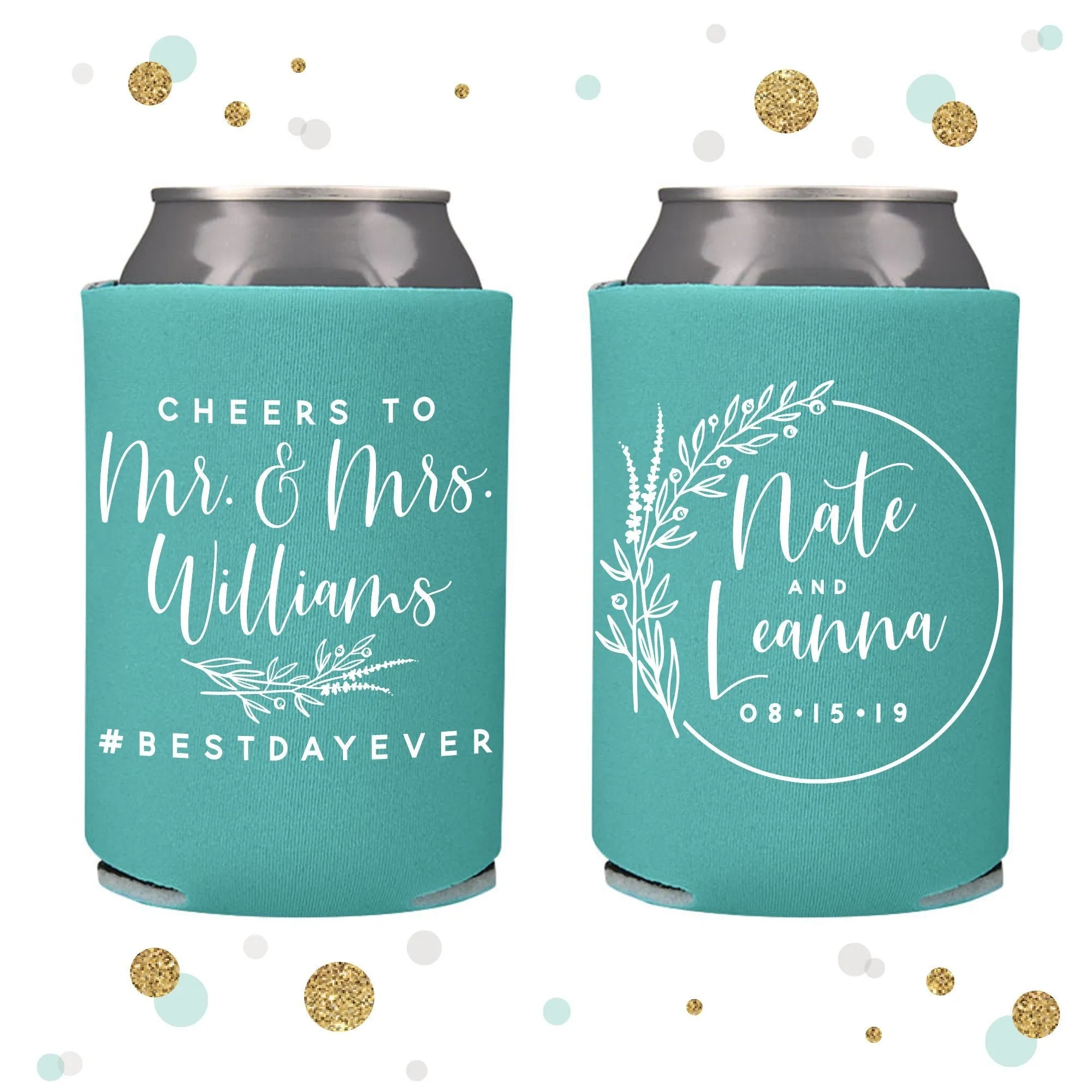 Wedding Can Cooler #140R - Cheers to The Mr and Mrs