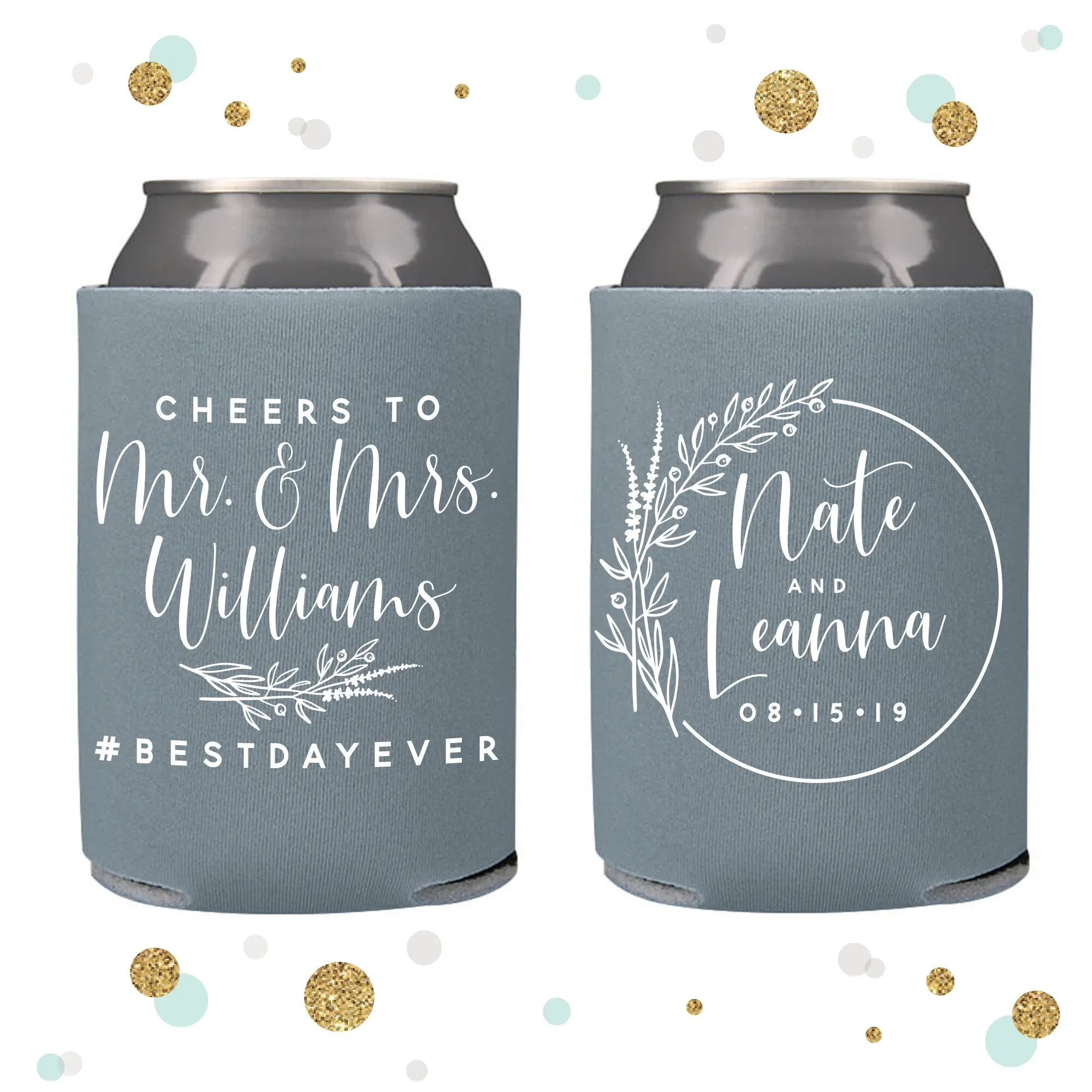 Wedding Can Cooler #140R - Cheers to The Mr and Mrs