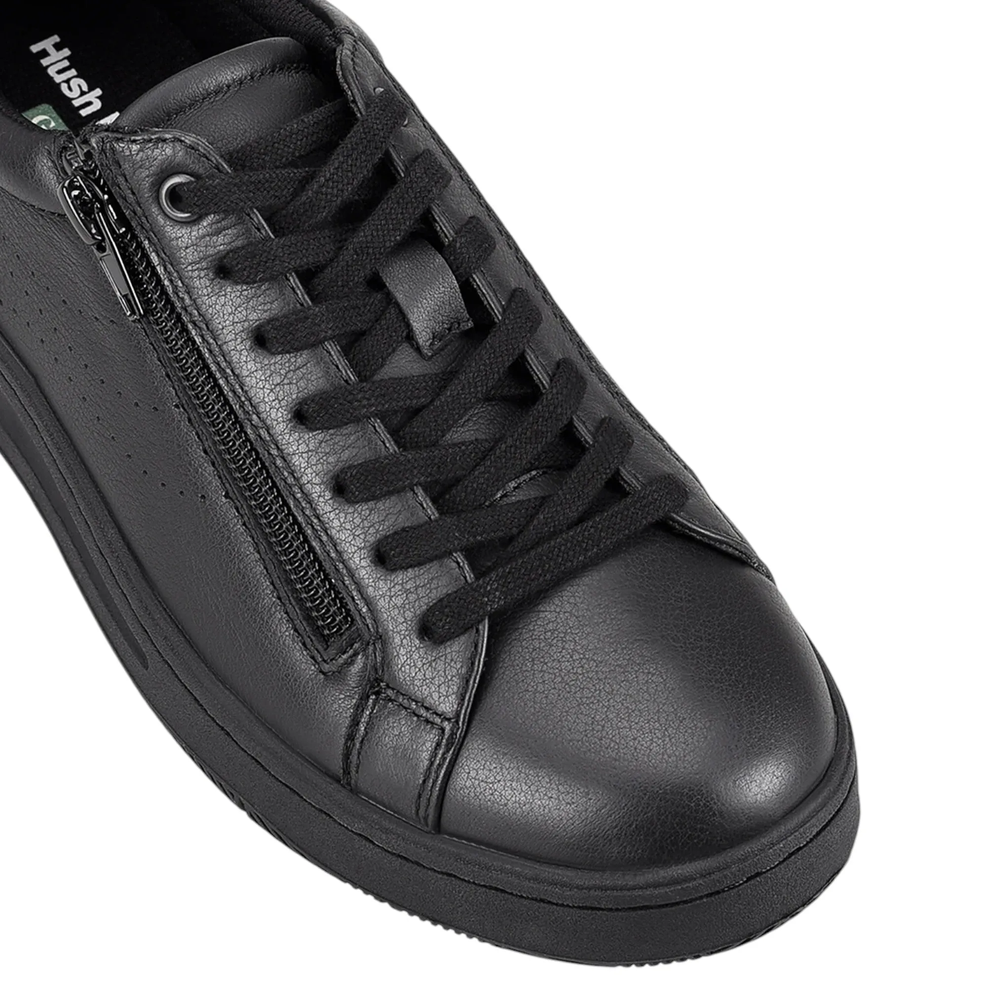 Womens Hush Puppies Spin Black / Black Ladies Sneakers Casual Lace Up Shoes