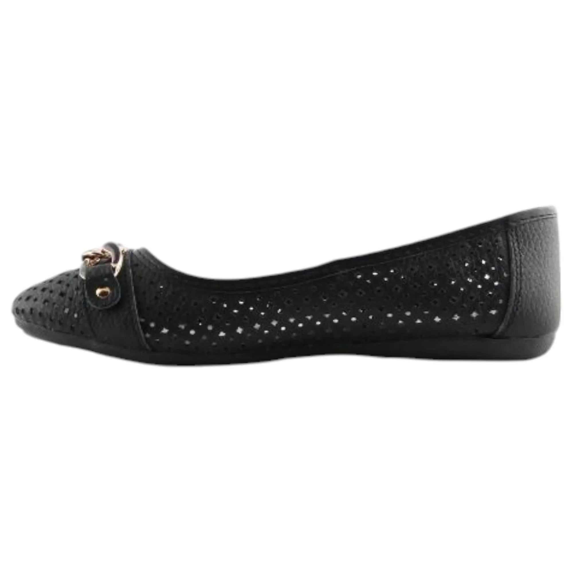 Womens Natural Comfort Rain Black Ballet Slip On Flats
