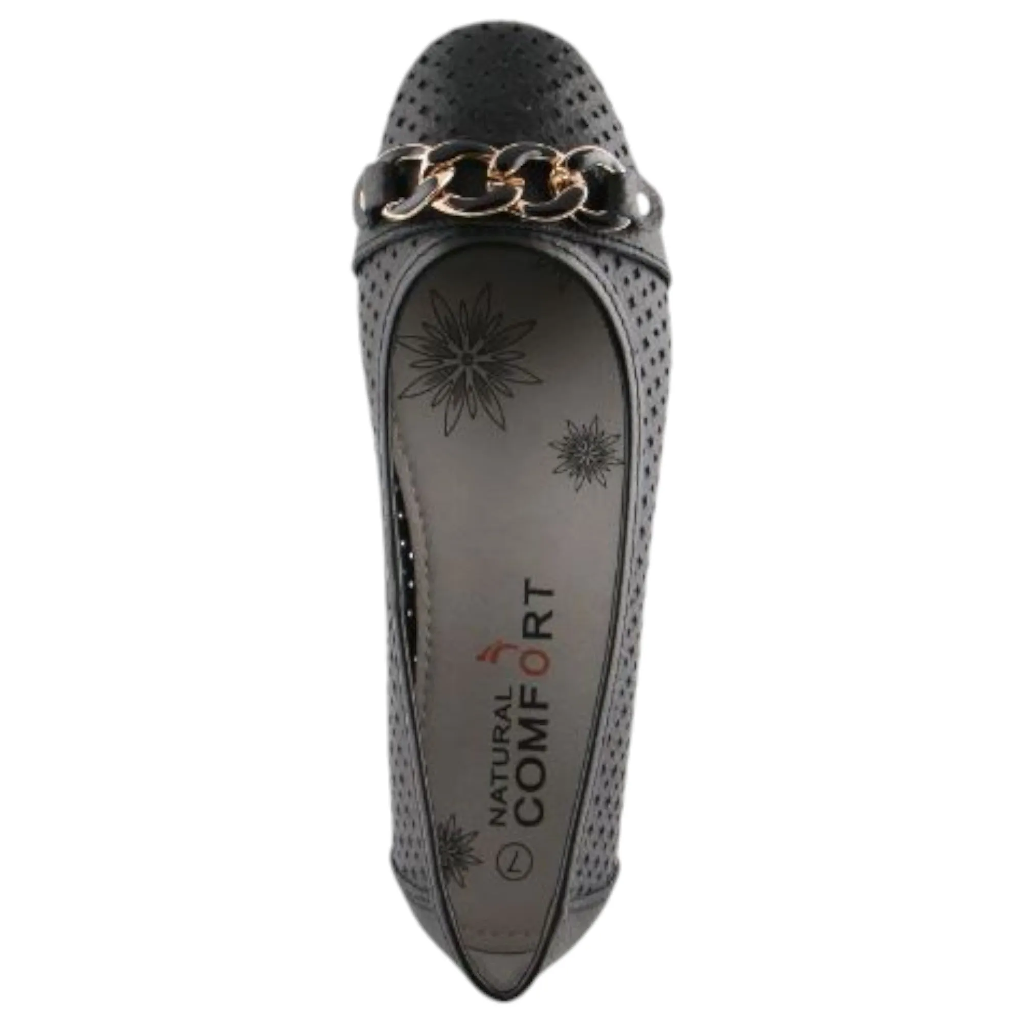 Womens Natural Comfort Rain Black Ballet Slip On Flats