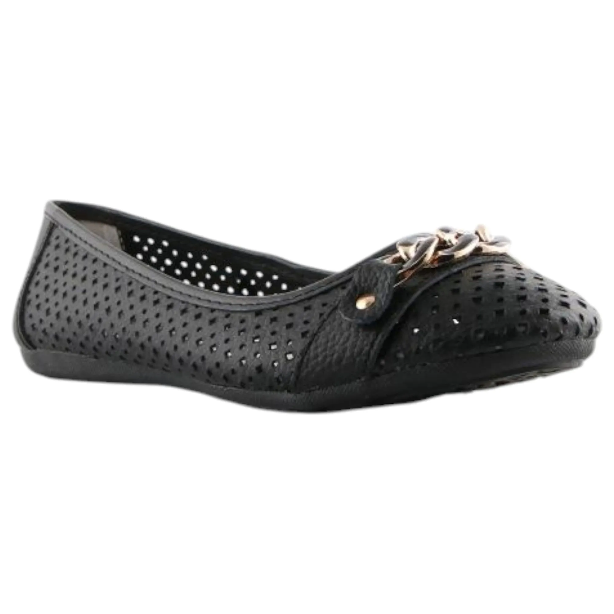 Womens Natural Comfort Rain Black Ballet Slip On Flats