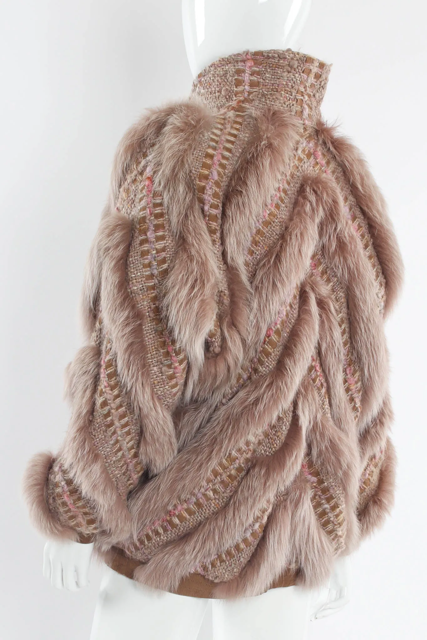 Woven Mohair Fur Chevron Bomber