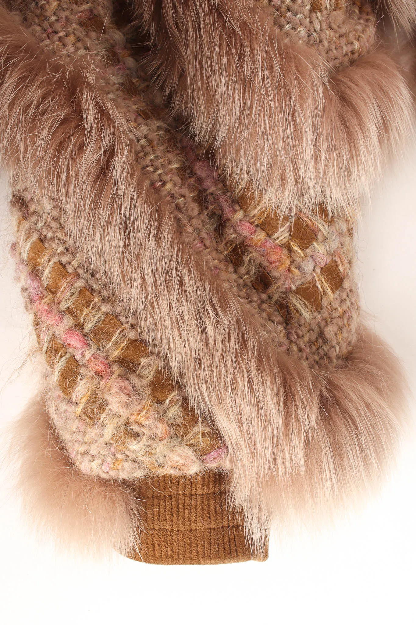Woven Mohair Fur Chevron Bomber