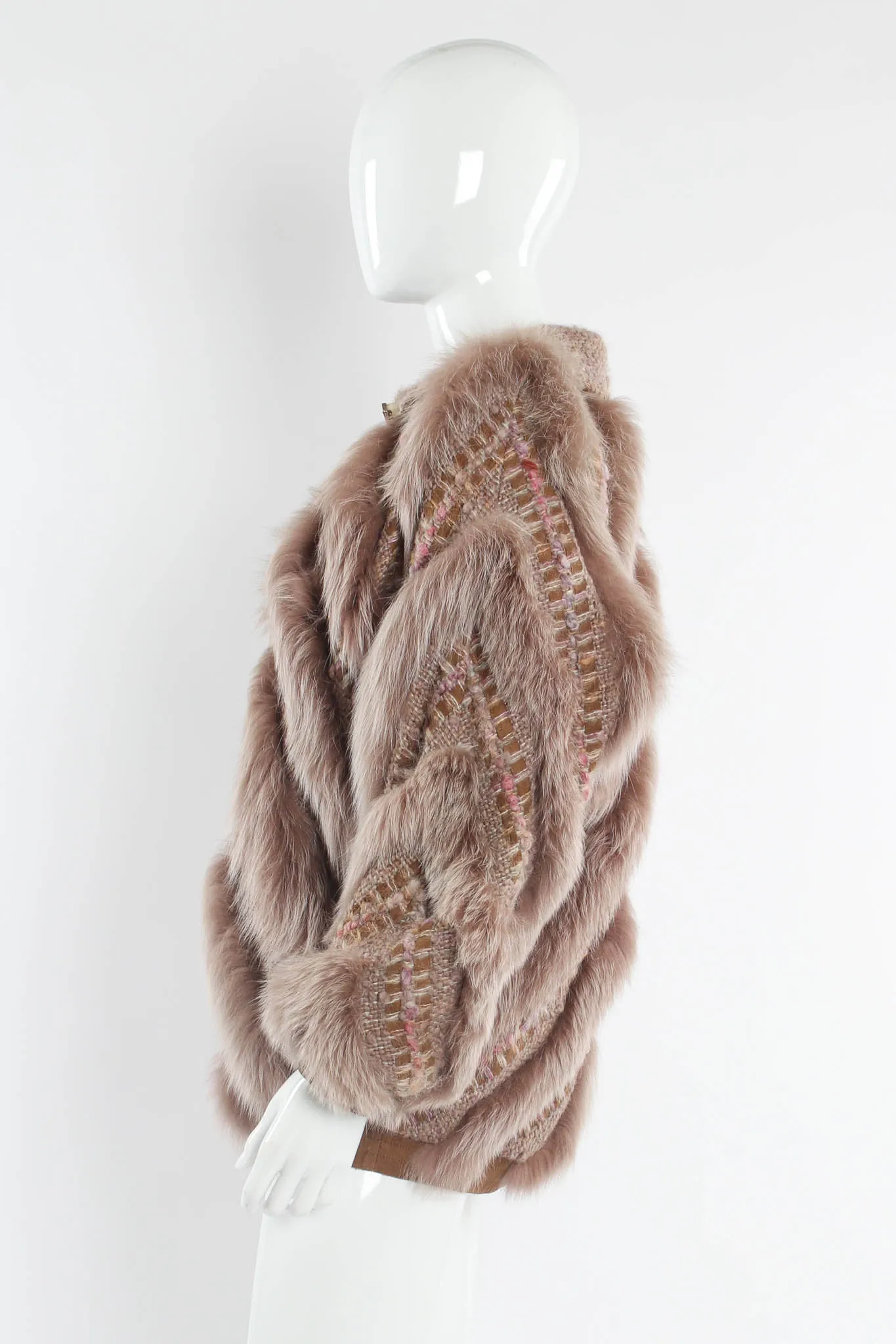 Woven Mohair Fur Chevron Bomber