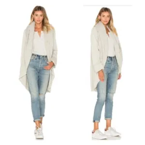 Young Fabulous &amp; Broke cream long line open front quilted blanket cardigan