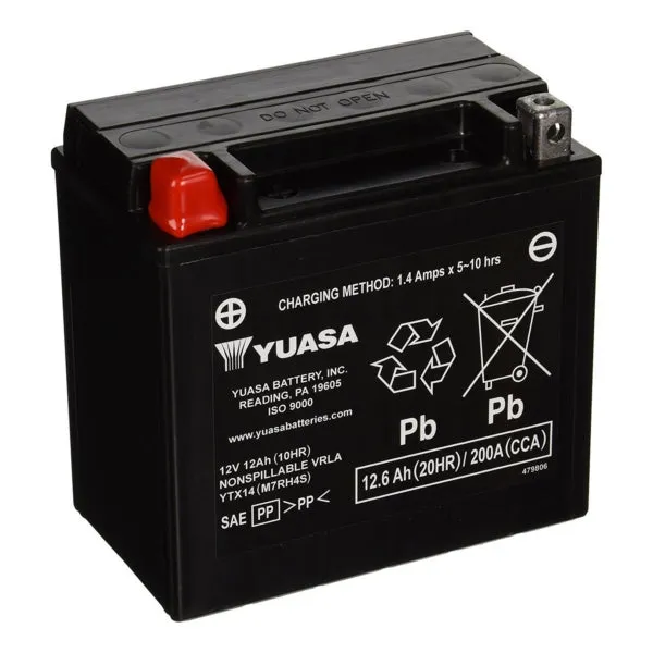 Yuasa Battery Maintenance Free AGM Factory Activated YTX14-F/A Part#