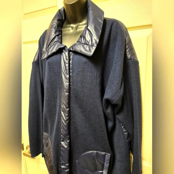 Zenergy Mixed Fabric Sweater Jacket Navy Sz 4 (20