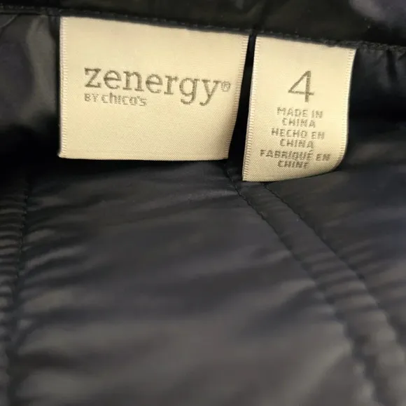 Zenergy Mixed Fabric Sweater Jacket Navy Sz 4 (20