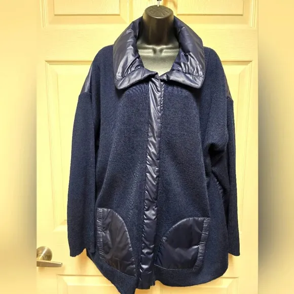 Zenergy Mixed Fabric Sweater Jacket Navy Sz 4 (20