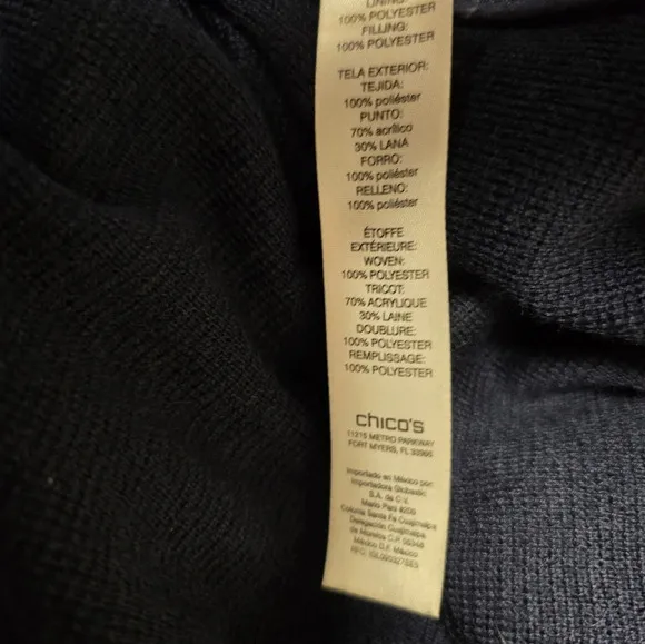 Zenergy Mixed Fabric Sweater Jacket Navy Sz 4 (20