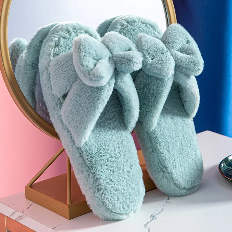 Zoe – Cozy Cotton Slippers with Bow